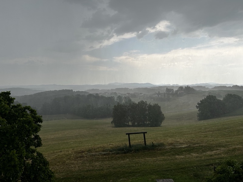 Rain clearing over the hills